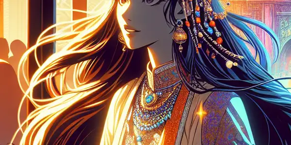 A captivating anime character in a vibrant, mystical setting, embodying allure and adventure.